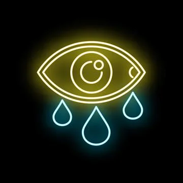 Crying eye neon glowing line art icon イラスト素材