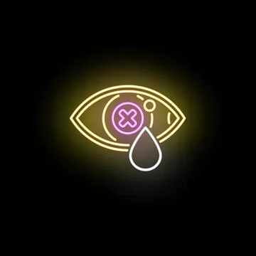 Crying eye neon icon showing sadness Illustration