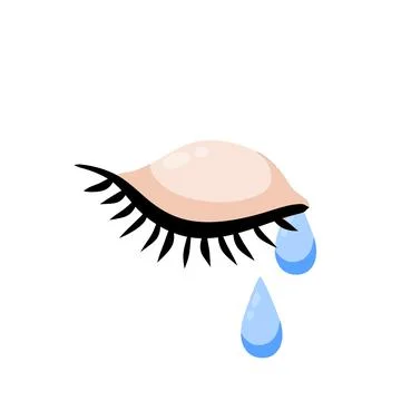 Crying eye with tears. Closed eyelid Stock Illustration