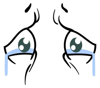 Crying eyes full of tears. Comic emotion expression Stock Illustration