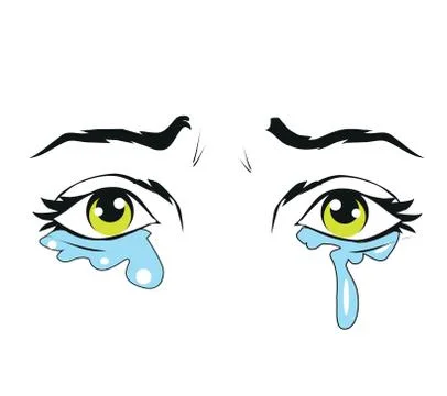 Crying eyes with tears closeup Stock Illustration
