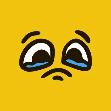 Crying face. Cartoon face expressions. Doodle characters mouth and eyes illus Stock Illustration