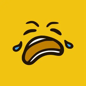  Crying face. Cartoon face expressions. Doodle characters mouth and eyes i... Stock Photos