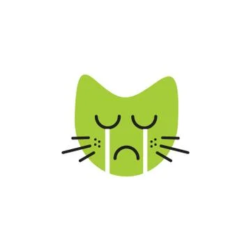 Crying face cat emoticon illustrations logo concept Stock Illustration