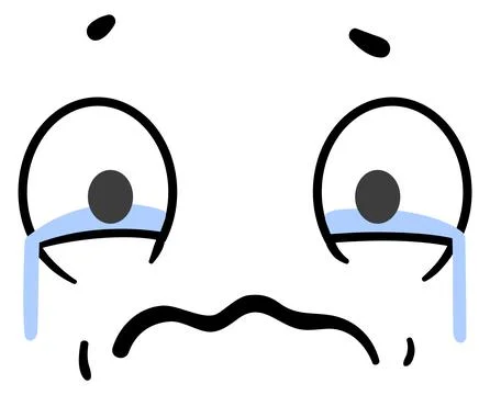 Crying face. Comic emotion. Cartoon sad character Ilustração Stock