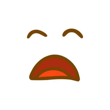 Crying face doodle icon. Emoticon in hand drawn style isolated on white backg Stock Illustration