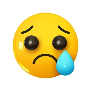 Crying Face Emoji. Emotion 3d cartoon icon. Yellow round emoticon. Vector i.. Stock Illustration