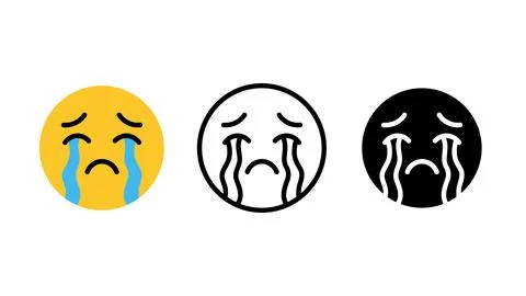 Crying face emoji emotion icon set Illustrazione stock
