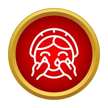 Crying face icon showing grief and sorrow Stock Illustration