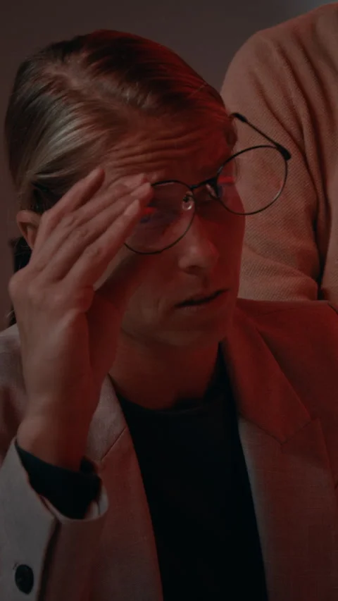 Crying Female System Administrator Reporting System Failure to Manager Stock Footage 289681220