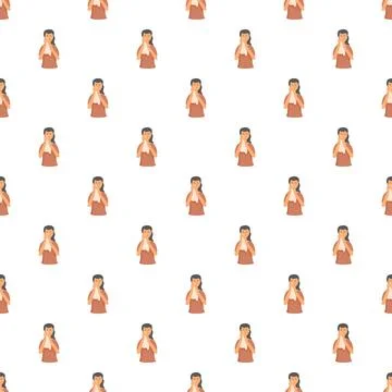 Crying girl seamless pattern representing sadness and grief emotion Stock Illustration