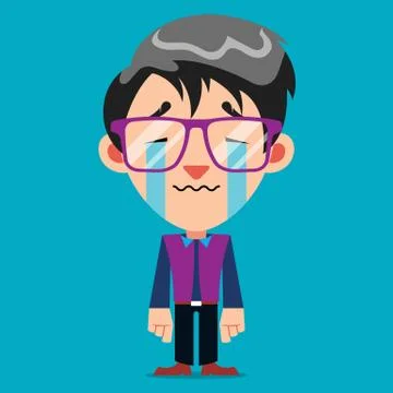Crying Guy Cartoon Character With Glasses Stock  Illustration Vector Stock Illustration
