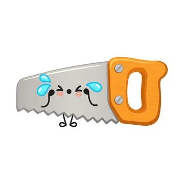 Crying hand saw character feeling sad emotion Stock Illustration