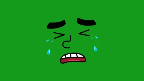 Crying head beautiful animation with green screen background Stock Footage 131135180