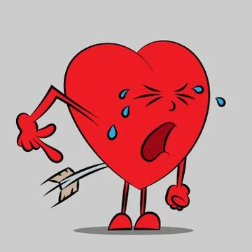 Crying heart comic illustration Stock Illustration