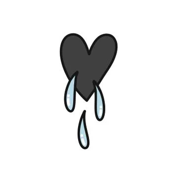 Crying heart doodle icon, vector color illustration Stock Illustration