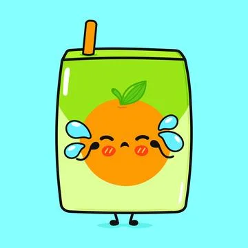 Crying Juice character. Vector hand drawn cartoon kawaii character illustra.. Stock Illustration
