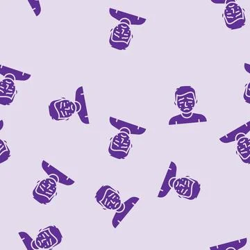 Crying kid boy mood glyph seamless pattern Stock Illustration