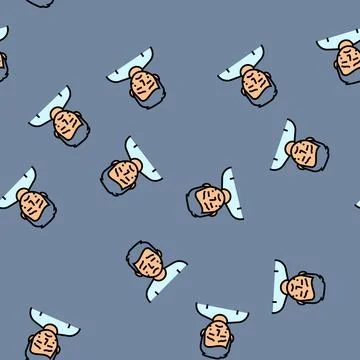 Crying kid boy mood vector seamless pattern Stock Illustration