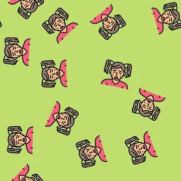 Crying kid girl mood vector seamless pattern Stock Illustration