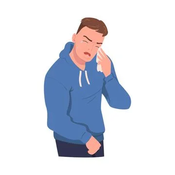 Crying Man Character Weeping and Sobbing from Sorrow and Grief Feeling Sad and Stock Illustration