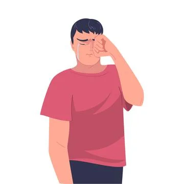 Crying Man Character Weeping and Sobbing from Sorrow and Grief Feeling Sad and Stock Illustration