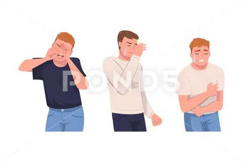 Crying Man Character Weeping and Sobbing from Sorrow and Grief Feeling ...