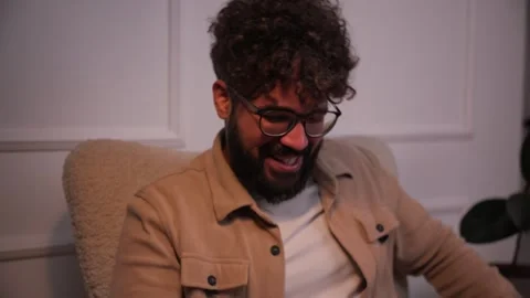 Crying man finding joy and laughing Stock-Footage 346989331