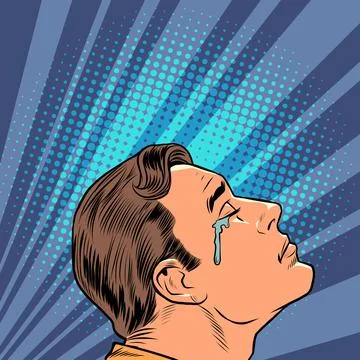 A crying man, human emotions. Sad mood, sadness Stock Illustration