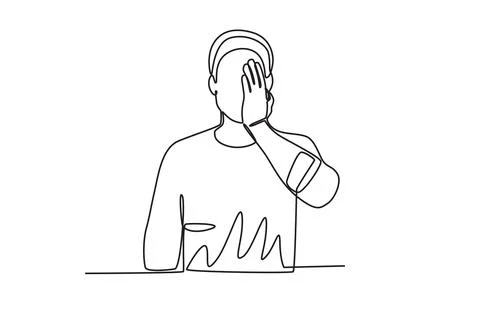 A crying man rubbed his face Stock Illustration