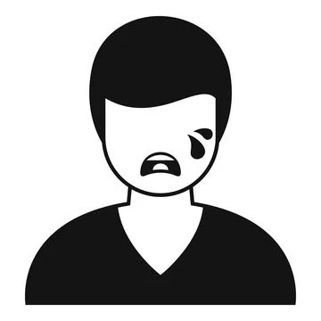 Crying man with tears running down his face showing sadness and despair Illustrazione stock