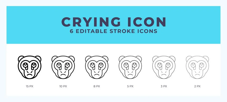 Crying monkey line icon. For web. And mobile app. Vector illustration. Illustrazione stock