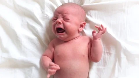 Crying newborn baby Stock Footage 76982037