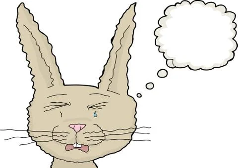 Crying Rabbit with Thought Bubble Stock Illustration