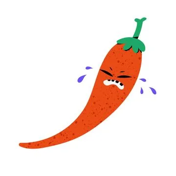 Crying red chili pepper Stock Illustration