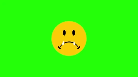 Crying Sad Emoji with Tears Falling on Green Screen Stock Footage 345485663