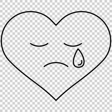 Crying sad heart face Stock Illustration