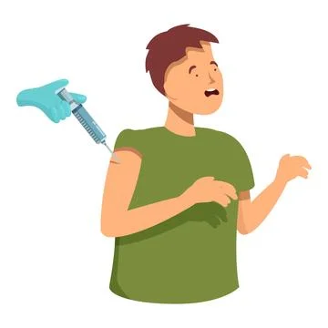Crying scared boy icon cartoon vector. Vaccine injection Stock Illustration