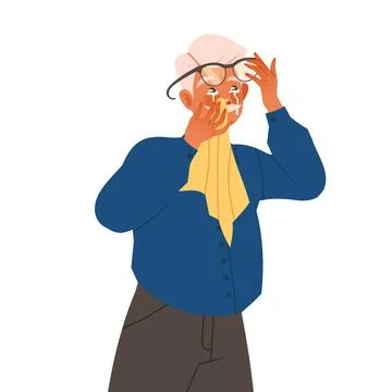 Crying Senior Man Weeping and Sobbing from Happiness Wiping Eyes Vector Stock Illustration
