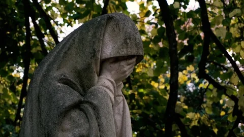 Crying Statue on a leafy backdrop Vidéo 83212430