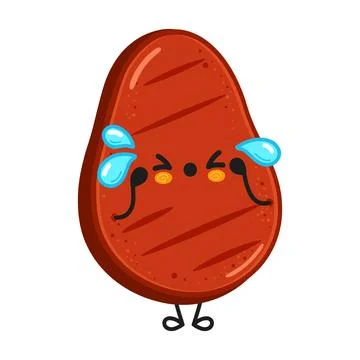 Crying steak or meat character feeling sad Stock Illustration