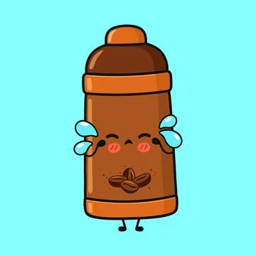 Crying thermos character with tears Illustrazione stock