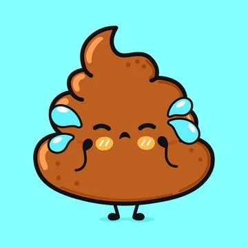 Crying Turd character. Vector hand drawn cartoon kawaii character illustrat.. Stock Illustration