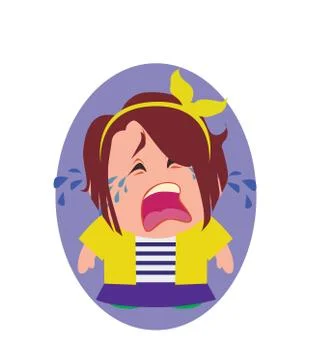 Crying, Unhappy and Devastated Avatar of Little Person Cartoon Character, Vector Stock Illustration
