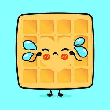 Crying Waffles character. Vector hand drawn cartoon kawaii character illust.. Illustrazione stock