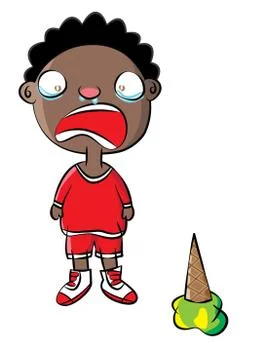 Crying young black boy Stock Illustration