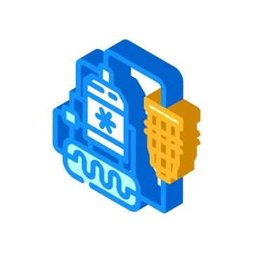 Cryogenic cooling system quantum computer isometric icon vector illustration Stock Illustration