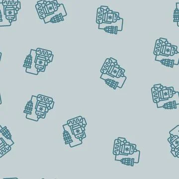 Cryogenic cooling system quantum computer line vector seamless pattern Illustrazione stock