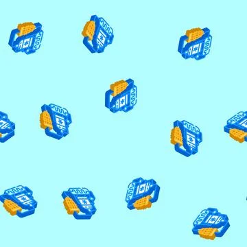 Cryogenic cooling system quantum computer isometric icon seamless pattern Stock Illustration