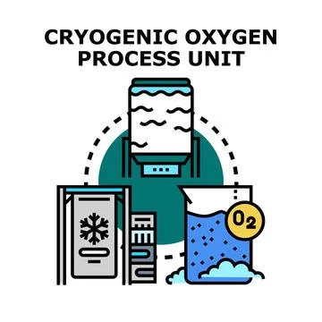 Cryogenic oxygen process unit separating liquid gas Stock Illustration